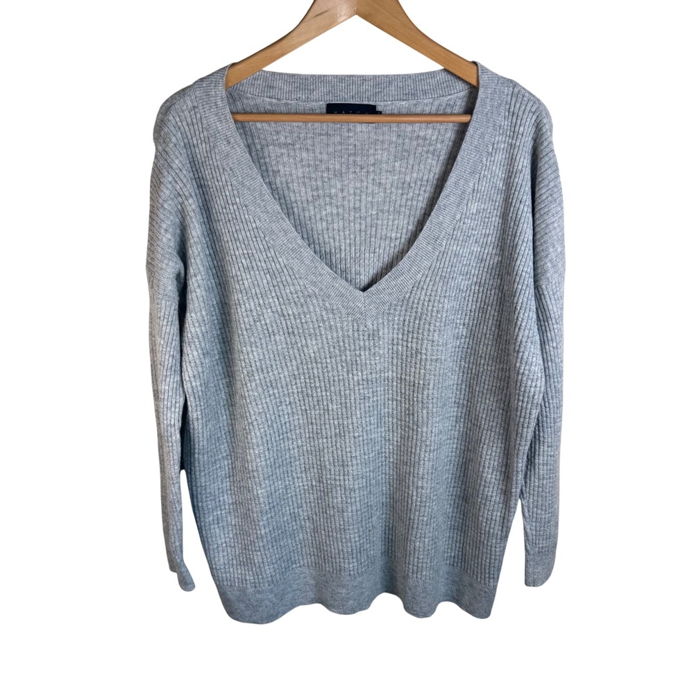 HATCH Collection Easy V-Neck Sweater Women O/S Gray Merino Cashmere Maternity